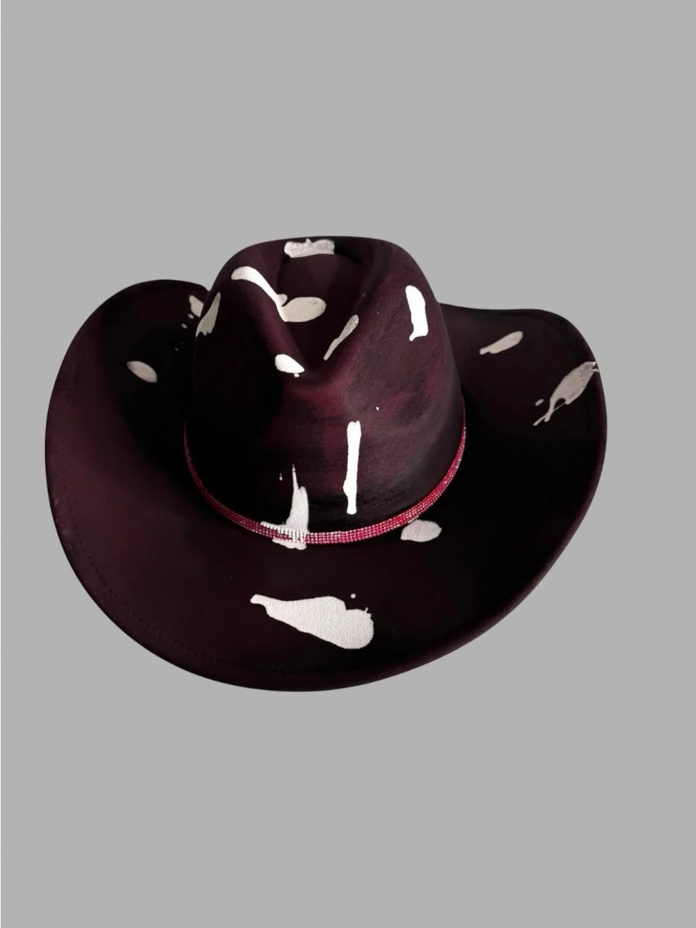 Custom Burgundy star rhinestone western Cowboy hat